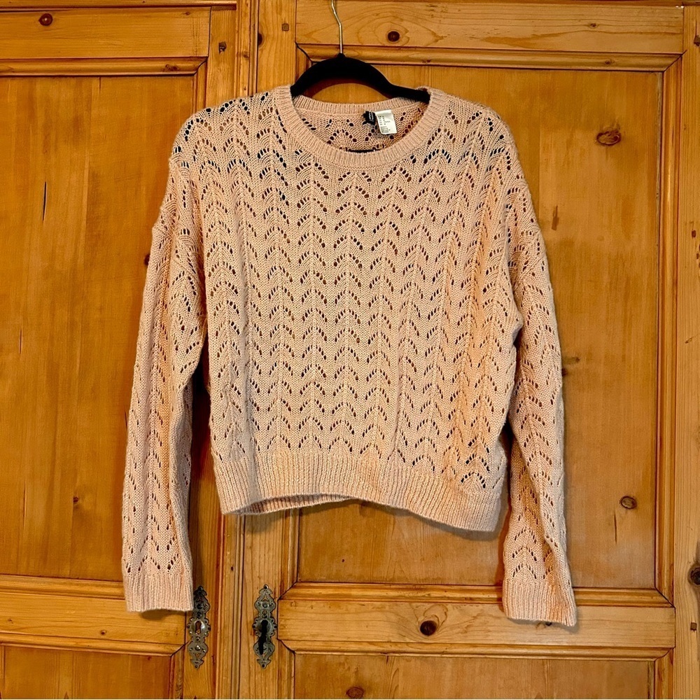 Divided H&M Women’s Cropped Blush Pink Knit Sweater Size M